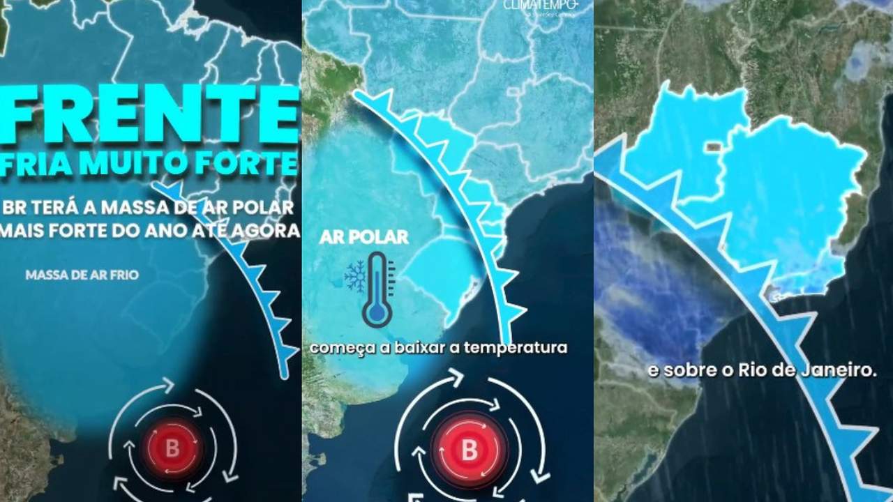Frente fria forte no Rio de Janeiro: massa de ar polar e queda de temperatura.
