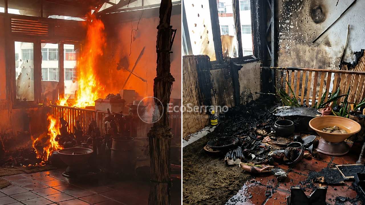 Incêndio destrói templo de Umbanda e Kimbanda em Nova Friburgo. Investigação aponta possível crime.