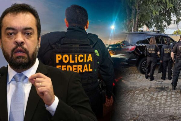 Operação da Polícia Federal no Rio de Janeiro: Agentes e viaturas.
