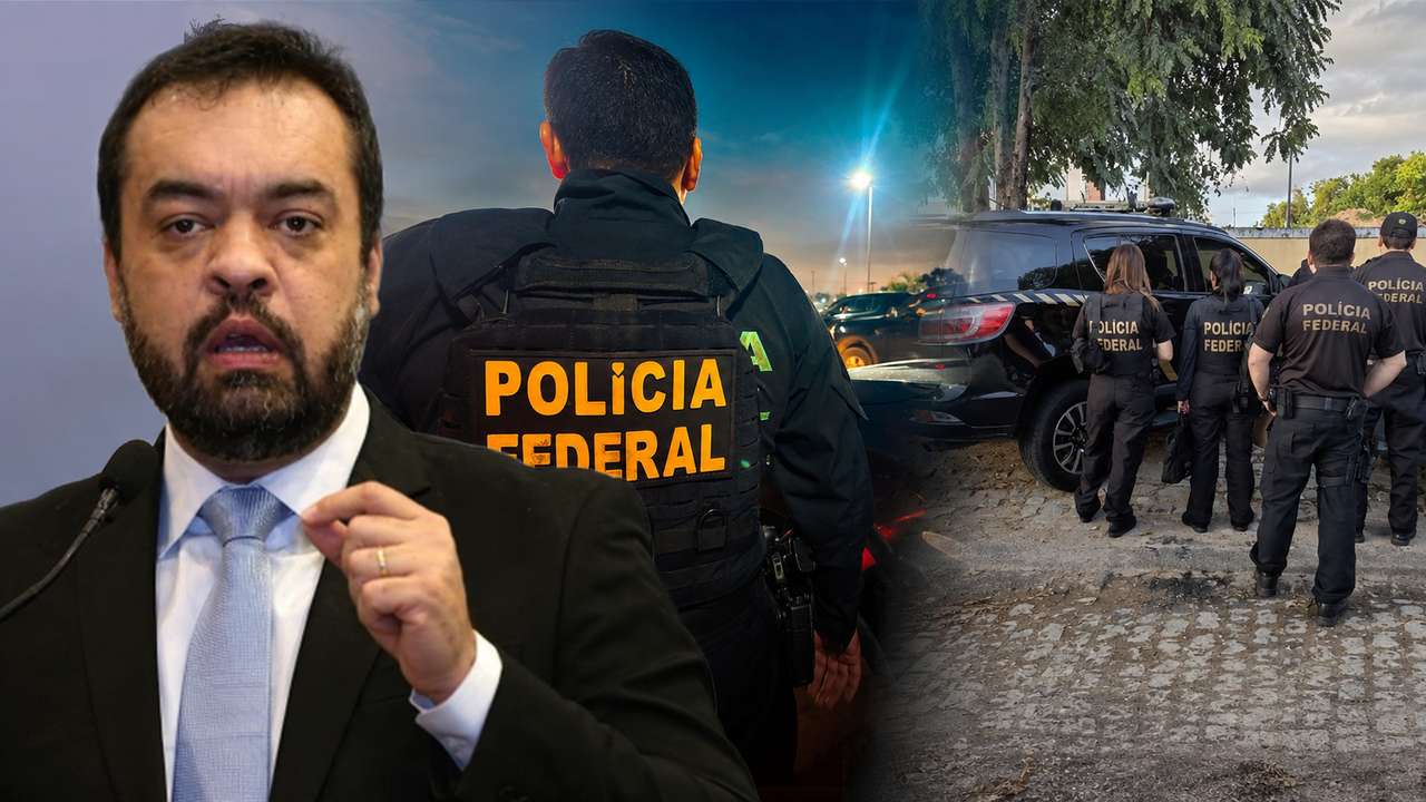 Operação da Polícia Federal no Rio de Janeiro: Agentes e viaturas.