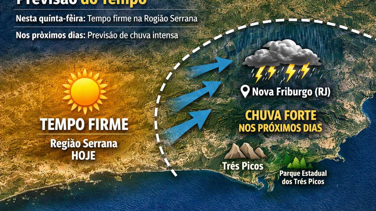 Previsão do tempo: Tempo firme na Região Serrana hoje e chuva forte em Nova Friburgo nos próximos dias.