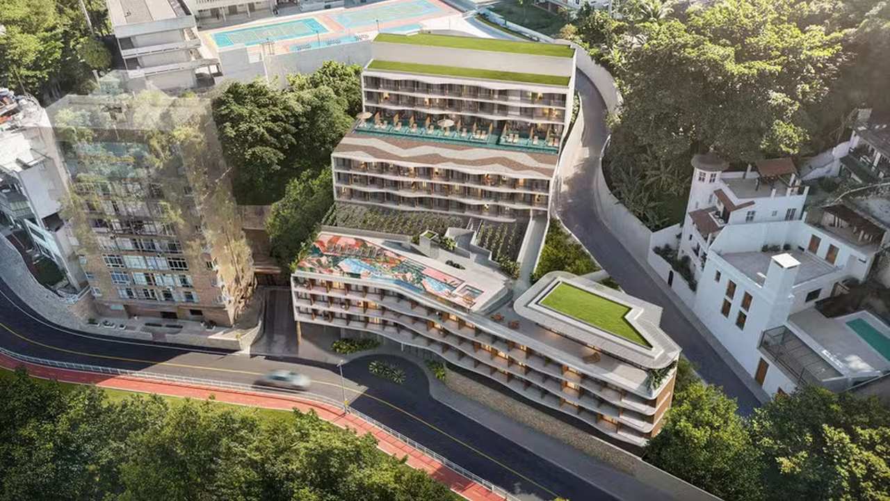 Projeto Costa Niemeyer: Renderização de edifício com vista para o mar no Rio de Janeiro.