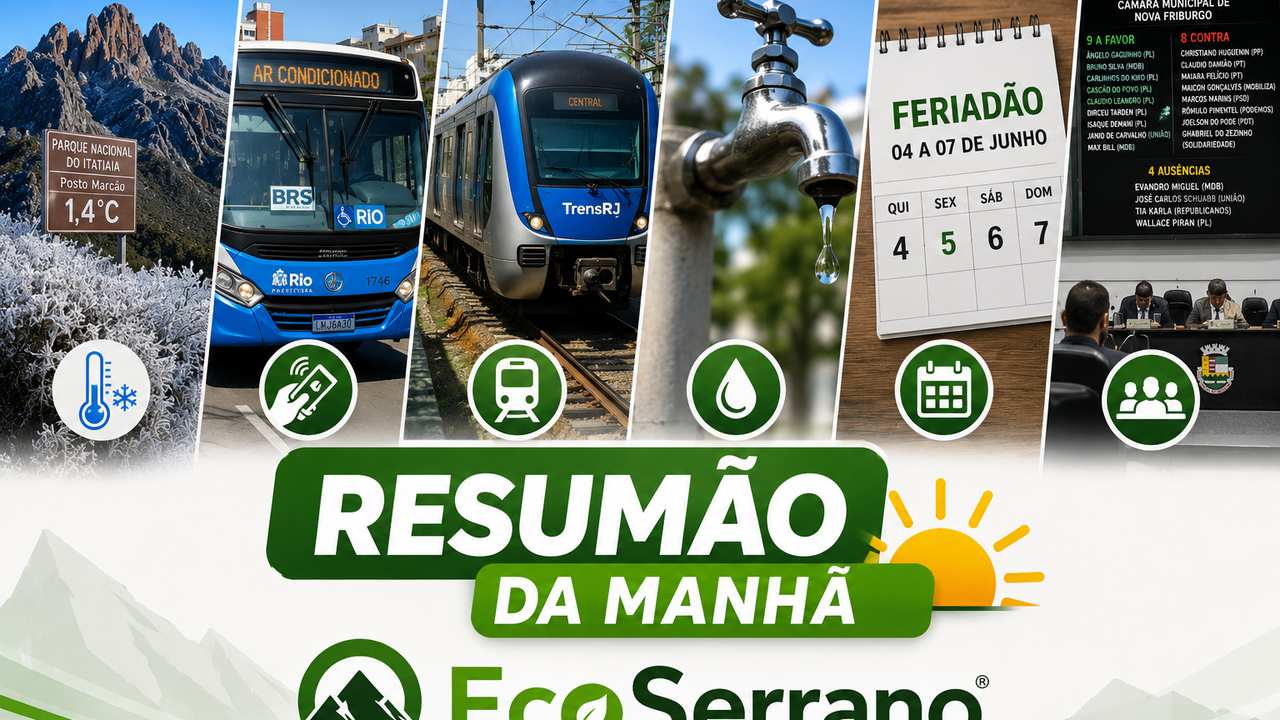 Resumo da manhã EcoSerrano: clima, transporte e notícias municipais.