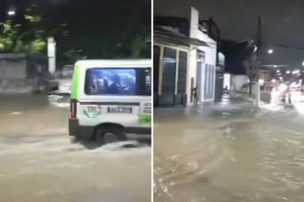 Veículo em meio a alagamento no Rio de Janeiro