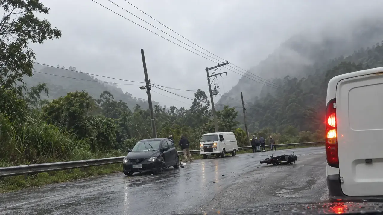 Acidente entre carro e motocicleta deixa homem ferido na RJ-130