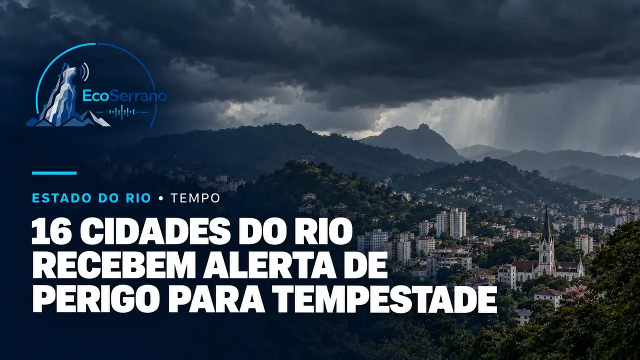 Nuvens carregadas avançam durante aviso de tempestade para municípios do estado do Rio