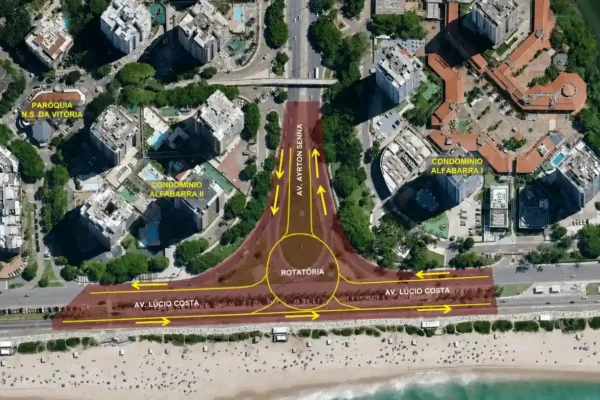 Obras do Plano de Mobilidade da Zona Sudoeste na Avenida Ayrton Senna, no Rio de Janeiro