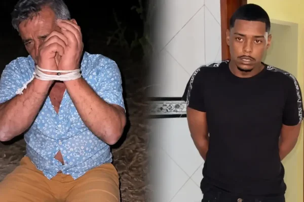 Policiais civis acompanham investigado durante diligência em Rio das Ostras.