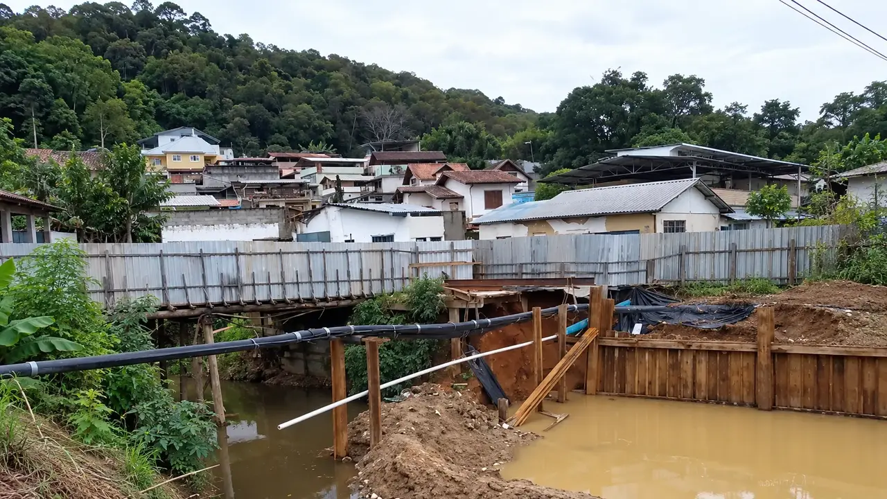 Vídeo mostra rachaduras no barranco junto à ponte provisória de Conselheiro Paulino