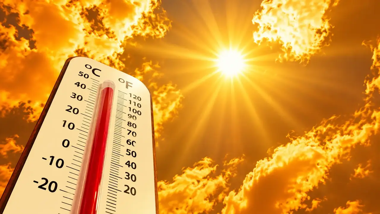 Termômetro exposto ao sol durante dia de calor intenso