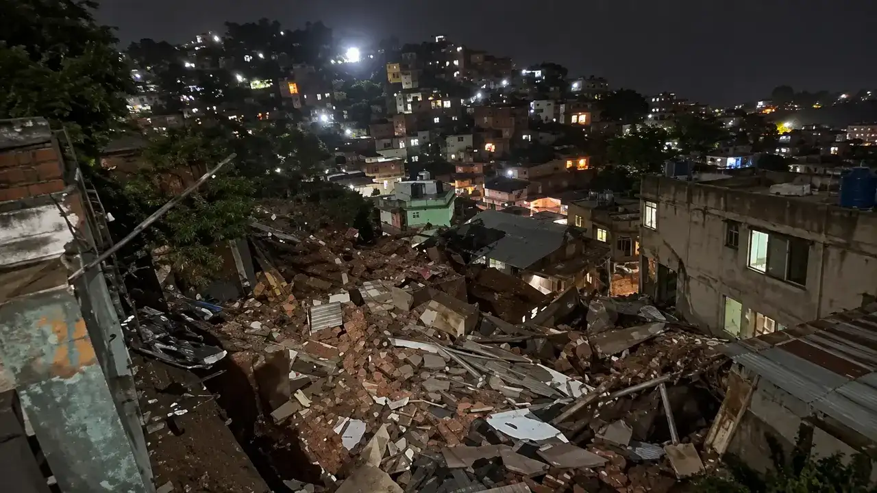 Prédio desaba no Cantagalo, na Zona Sul do Rio
