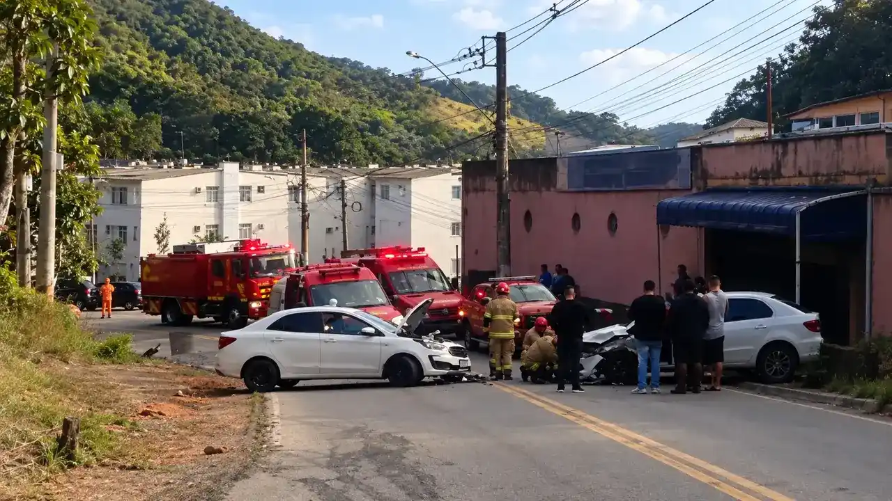Dois carros com a parte dianteira destruída após colisão em Conselheiro Paulino