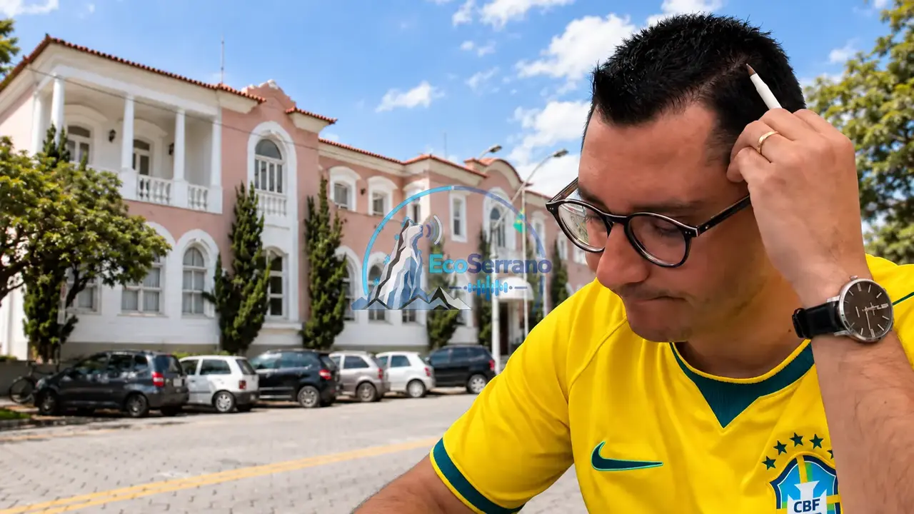 Prefeito Johnny Maycon diante da Prefeitura de Nova Friburgo